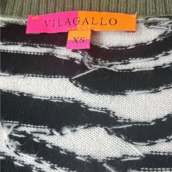 Vilagallo Wool Tiger Back Cardigan Olive Green XS Oversized Graphic Knit Spain - Picture 6 of 8
